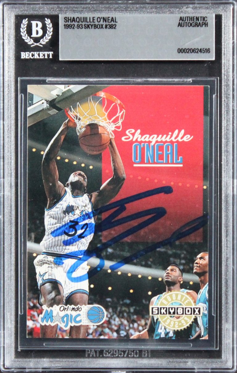 Magic Shaquille O'Neal Authentic Signed 1992 Skybox #382 Rookie Card BAS Slabbed