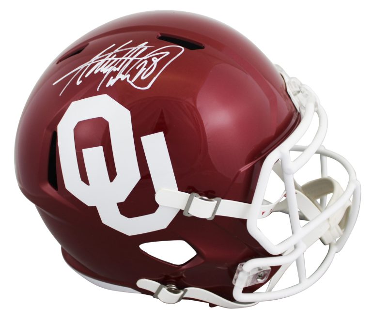 Oklahoma Adrian Peterson Signed Full Size Speed Rep Helmet BAS Wit #2W820542