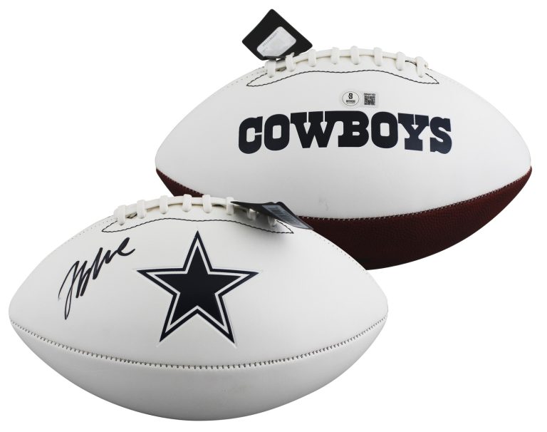 Cowboys Jaydon Blue Signed Franklin White Panel Logo Football BAS Wit #2W441153