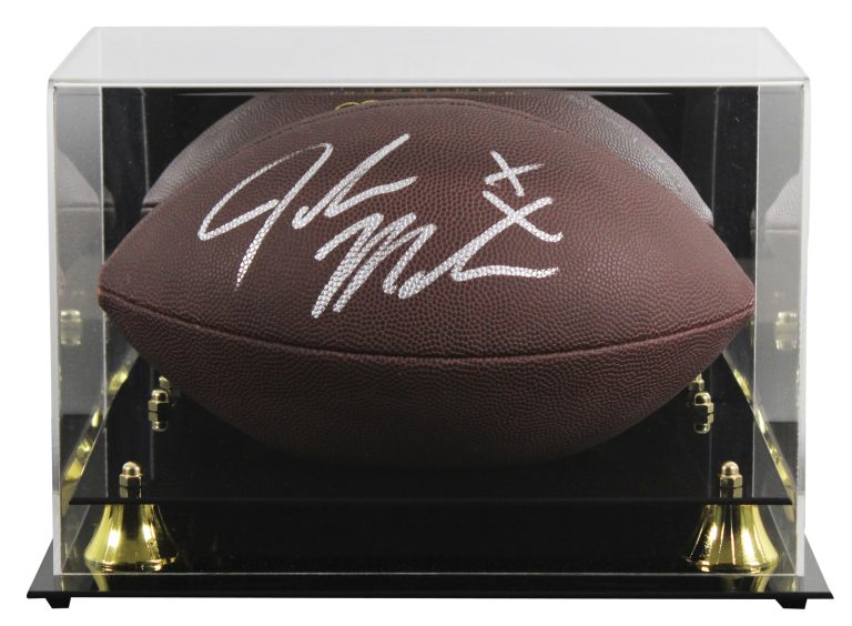 Oklahoma John Mateer Signed Wilson Super Grip Football W/ Case BAS Witnessed