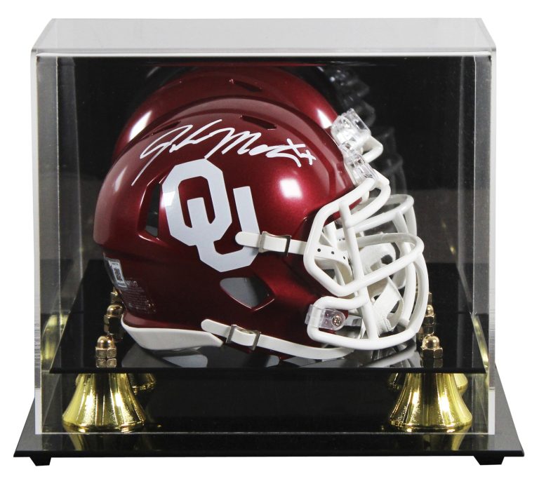 Oklahoma John Mateer Authentic Signed Speed Mini Helmet W/ Case BAS Witnessed