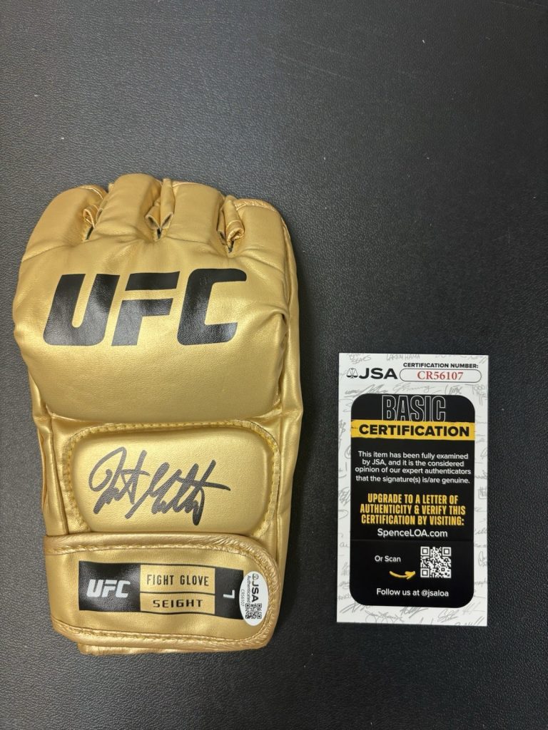 Justin Gaethje Autographed Gold UFC Glove MMA Champ JSA COA