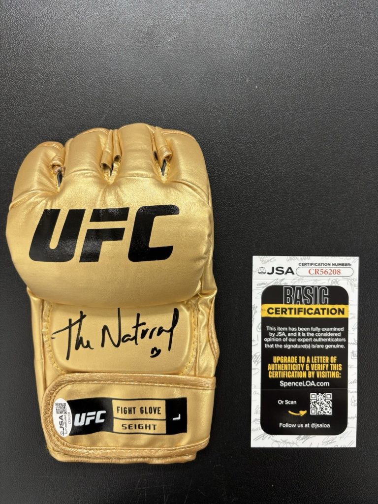 Caio Borralho Signed Gold UFC Fight Glove. JSA Coa