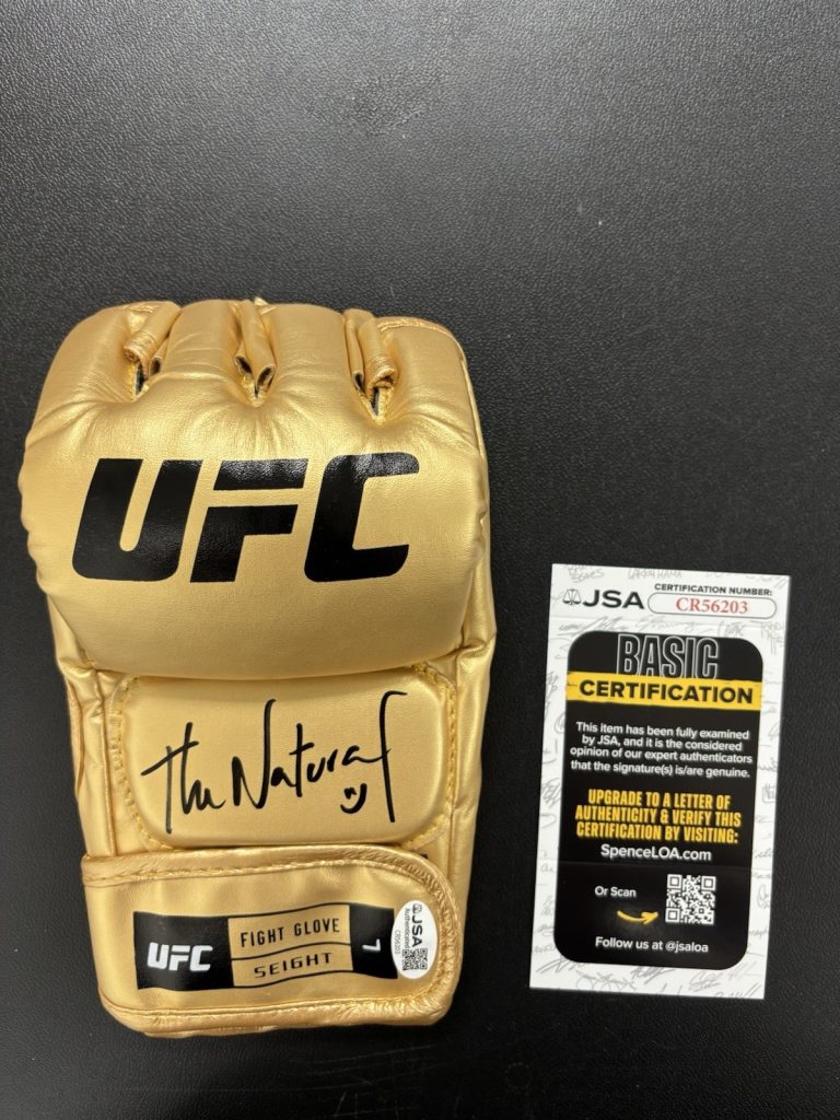 Caio Borralho Signed Gold UFC Fight Glove. JSA Coa