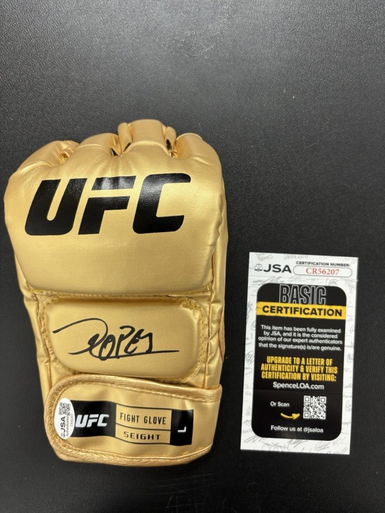 Diego Lopes Signed Autographed Gold UFC Fight Glove. JSA Coa