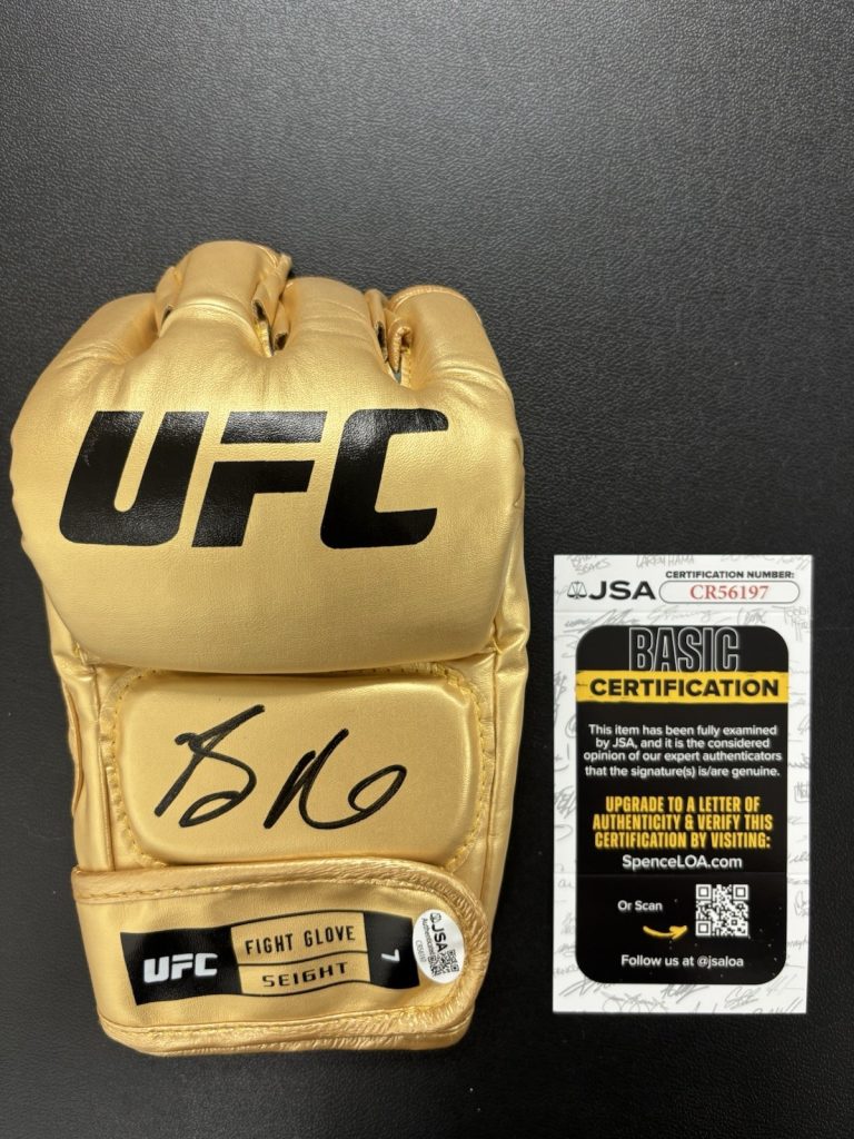 Bo Nickal Signed Autographed UFC Gold MMA Glove JSA Coa