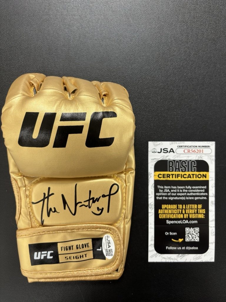 Caio Borralho Signed Gold UFC Fight Glove. JSA Coa