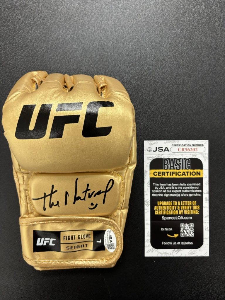Caio Borralho Signed Gold UFC Fight Glove. JSA Coa