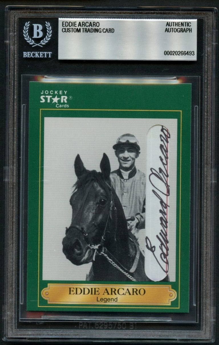 Eddie Arcaro #8 signed autograph Horse Jockey Star Custom Cut BAS Slabbed