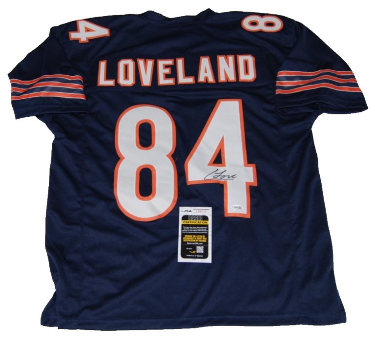 COLSTON LOVELAND signed (CHICAGO BEARS) custom NAVY football jersey JSA CR86370