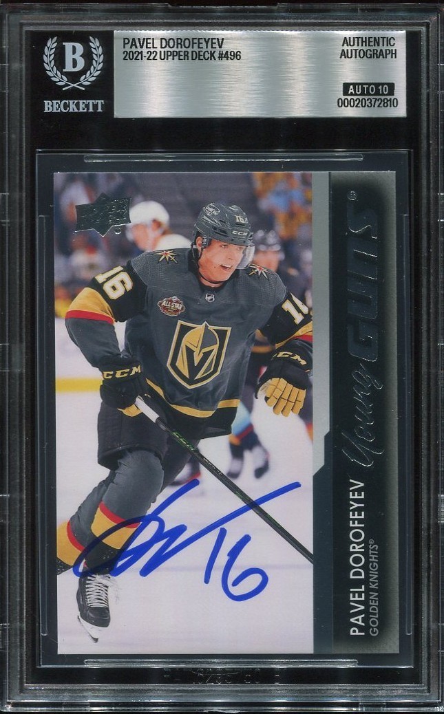 PAVEL DOROFEYEV signed auto 2021 UD YOUNG GUNS ROOKIE CARD RC YG BECKETT 10 BAS