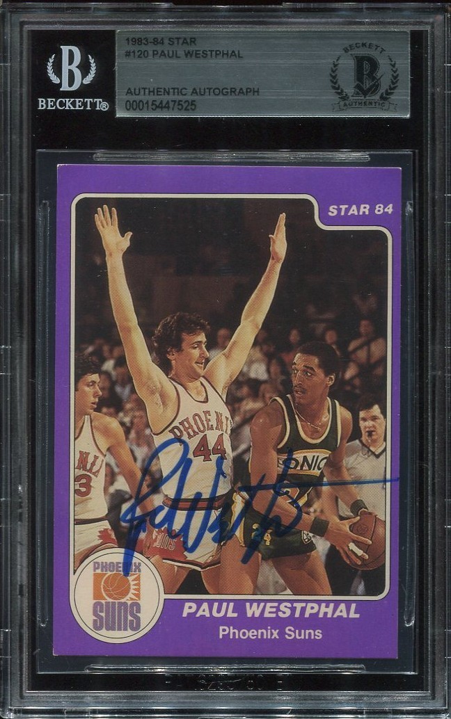 SUNS HOF PAUL WESTPHAL signed autographed 1983-84 STAR CARD BECKETT (BAS) RARE