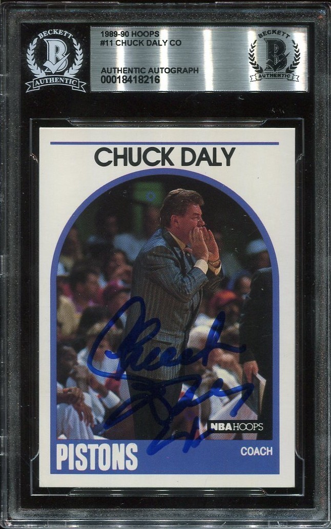 HOF CHUCK DALEY signed autographed 1989 HOOPS ROOKIE CARD RC BECKETT (BAS) RARE