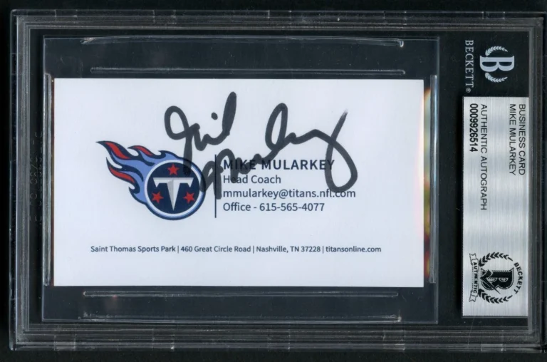 Mike Mularkey signed autograph Business Card Football Coach Florida Universi BAS