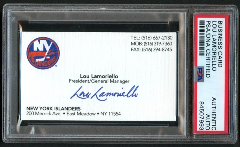 Lou Lamoriello signed autograph auto NY Rangers GM Business Card PSA Slabbed