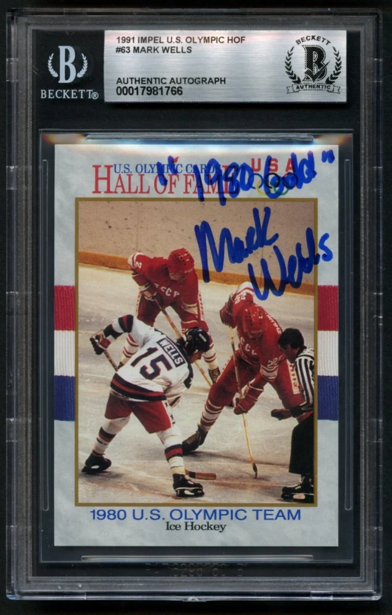 Mark Wells #63 signed autograph 1991 Impel Olympic Hall of Fame Card BAS Slab