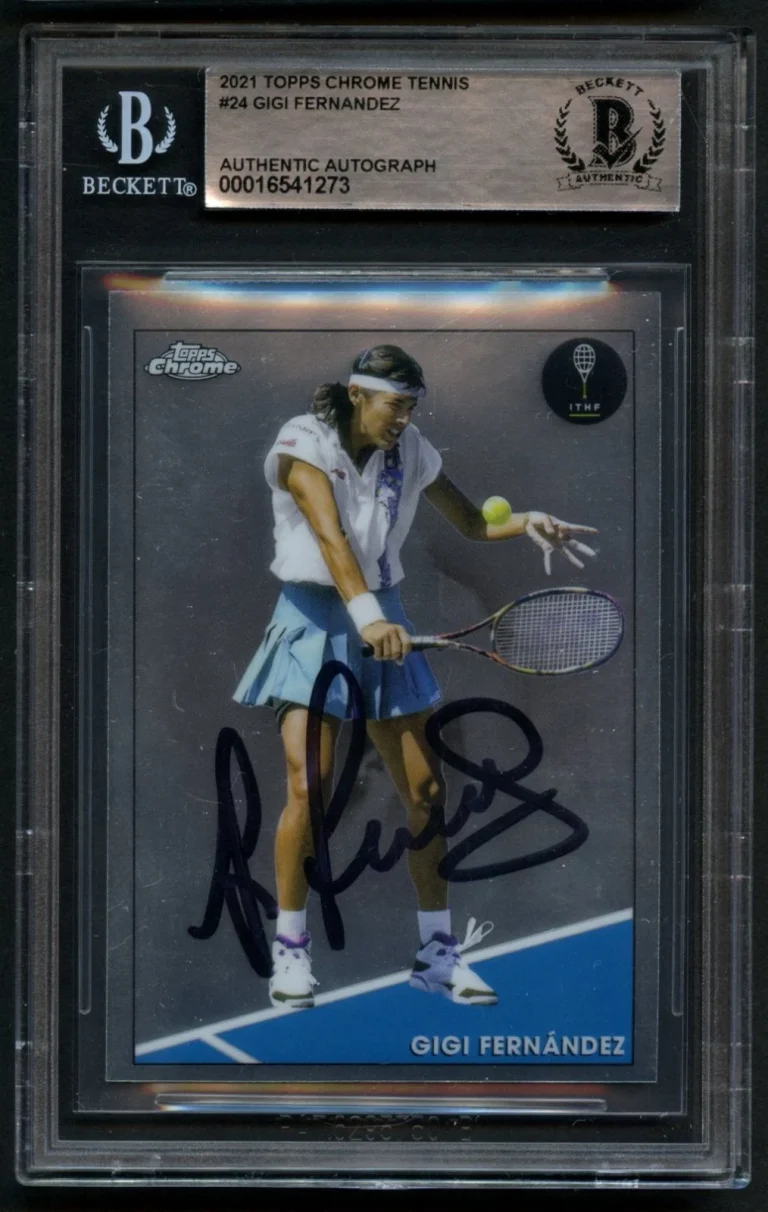 Gigi Fernandez #24 signed autograph 2021 Topps Chrome Tennis Card BAS Slabbed