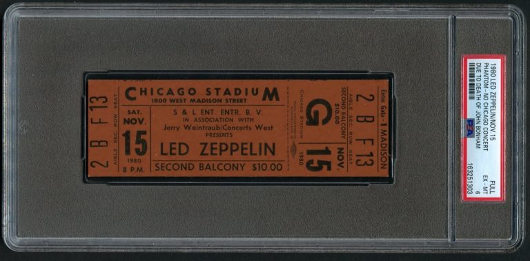 Led Zeppelin Nov 15, 1980 Chicago Stadium Phantom Concert Cancelled Ticket BAS
