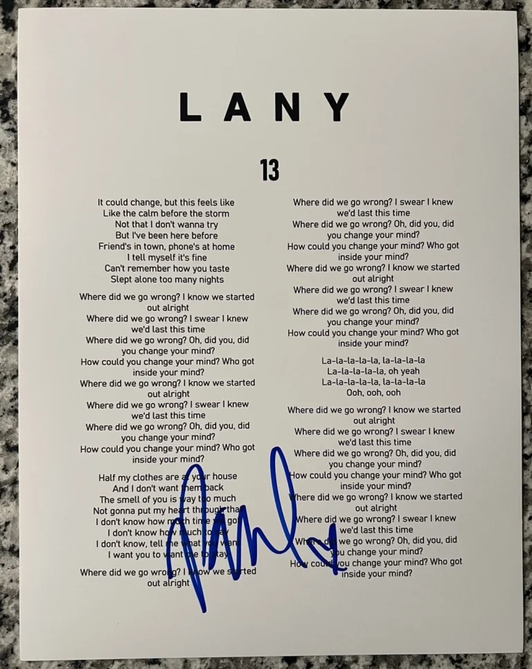 PAUL KLEIN SIGNED LYRIC SHEET LANY BAND SINGER AUTHENTIC AUTOGRAPH COA