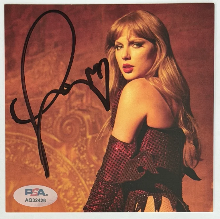 SIGNED DOUBLE HEART TAYLOR SWIFT LIFE OF A SHOWGIRL PICTURE #3 & CD PSA DNA COA