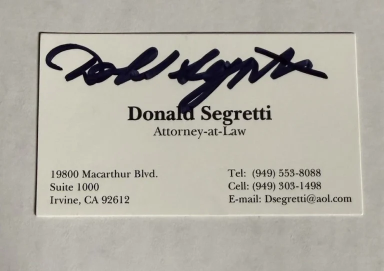 Donald Segretti Signed Business Card Watergate History Politics Rare COA