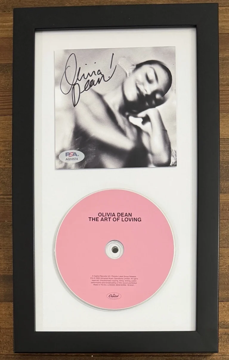FRAMED OLIVIA DEAN SIGNED THE ART OF LOVING ART CARD & CD PSA DNA COA AUTOGRAPH