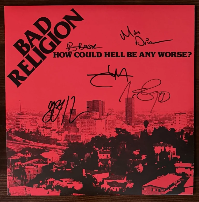 BAD RELIGION SIGNED HOW COULD HELL VINYL LP COVER BECKETT BAS COA AUTOGRAPH