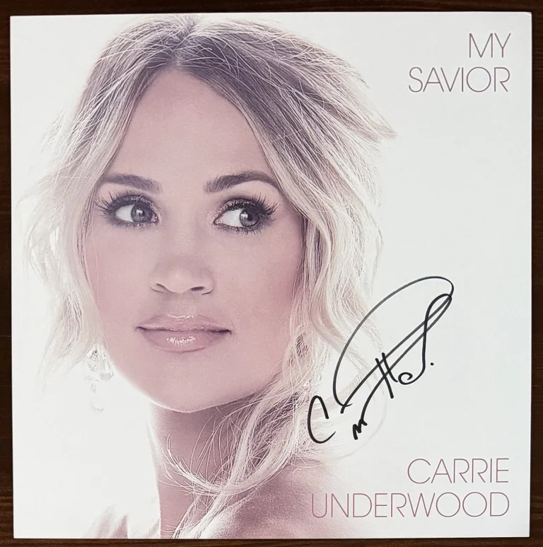 CARRIE UNDERWOOD SIGNED MY SAVIOR ART CARD & WHITE VINYL PSA DNA COA AUTOGRAPH