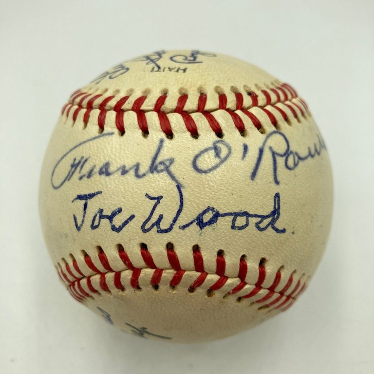 Roger Peckinpaugh  Bob Shawkey Joe Dugan Joe Wood Signed Baseball JSA COA