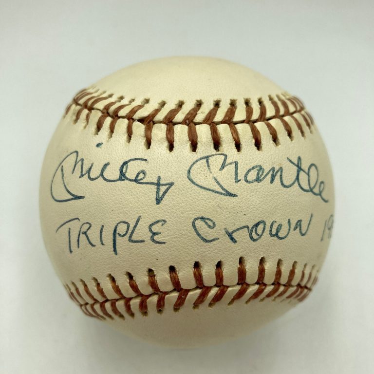 Beautiful Mickey Mantle Triple Crown 1956 Signed Inscribed Baseball JSA COA