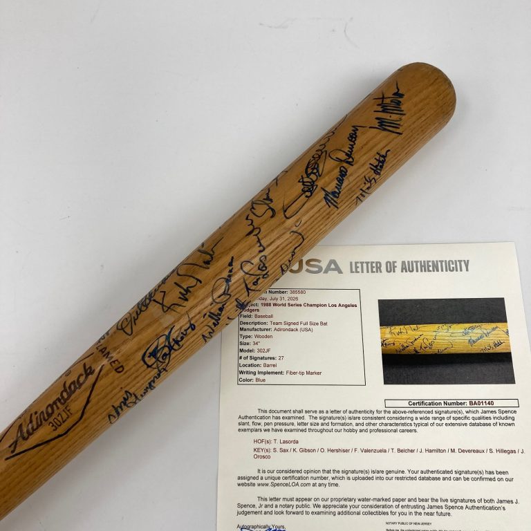 1988 Los Angeles Dodgers World Series Champs Team Signed Baseball Bat JSA COA