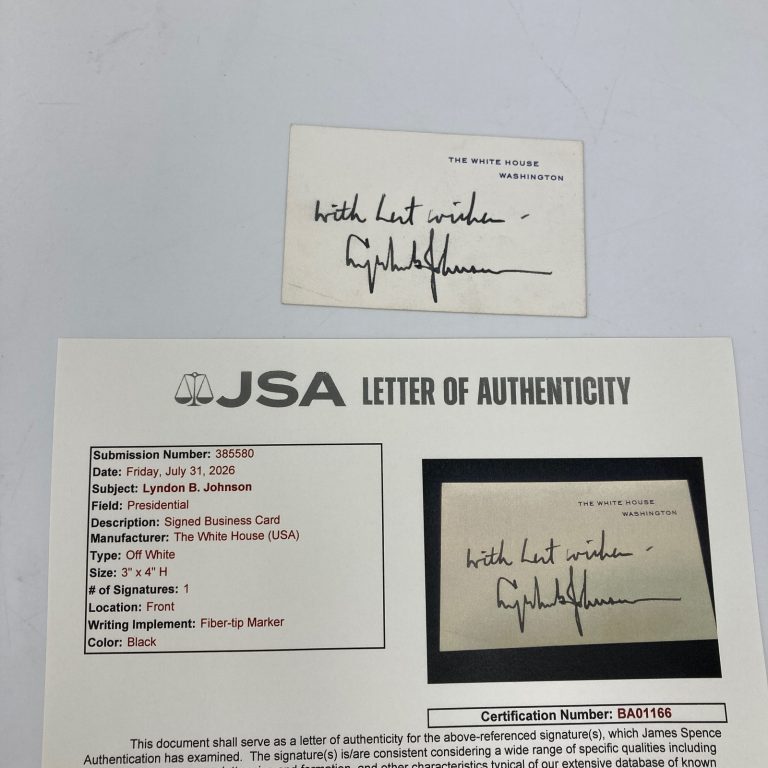 President Lyndon B. Johnson Signed White House Original Card JSA COA