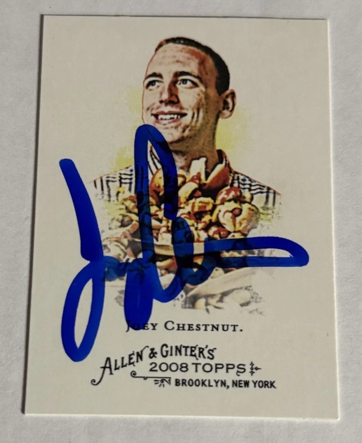 Signed 2008 Topps Allen & Ginter Joey Chestnut RC 109 Hot Dog Champion Auto