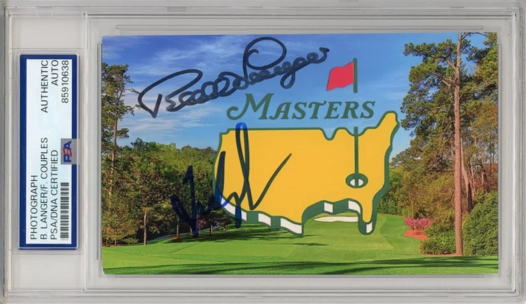 FRED COUPLES & BERNHARD LANGER SIGNED MASTERS LOGO PICTURE PSA DNA COA AUTOGRAPH