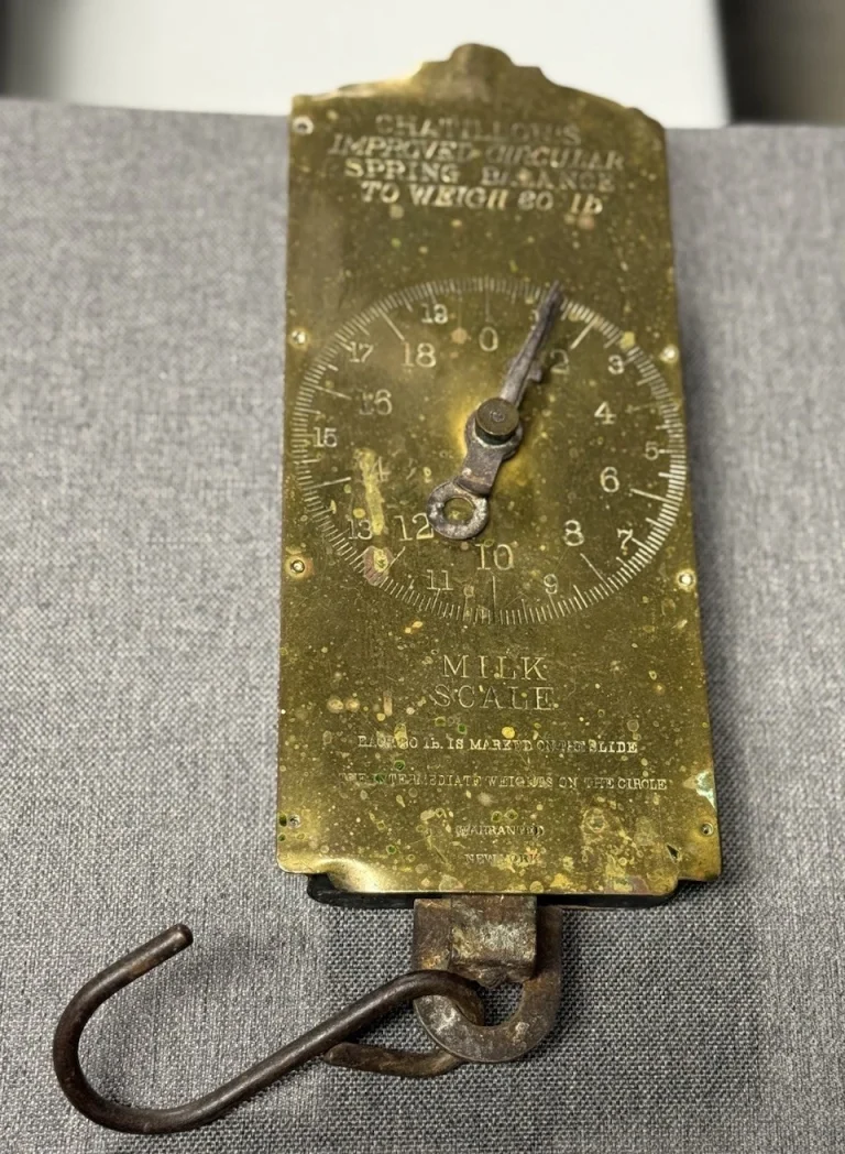 Antique 60 Lb. Brass Chatillon's Milk Scale Circular Spring Balance