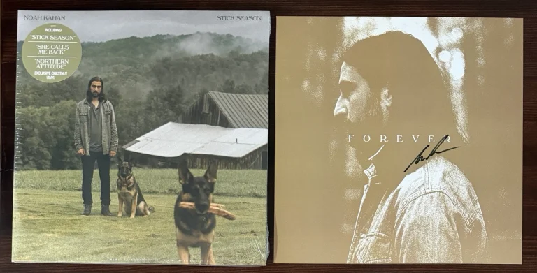 Noah Kahan Stick Season Chestnut Vinyl & SIGNED Forever Card PSA DNA AUTOGRAPH