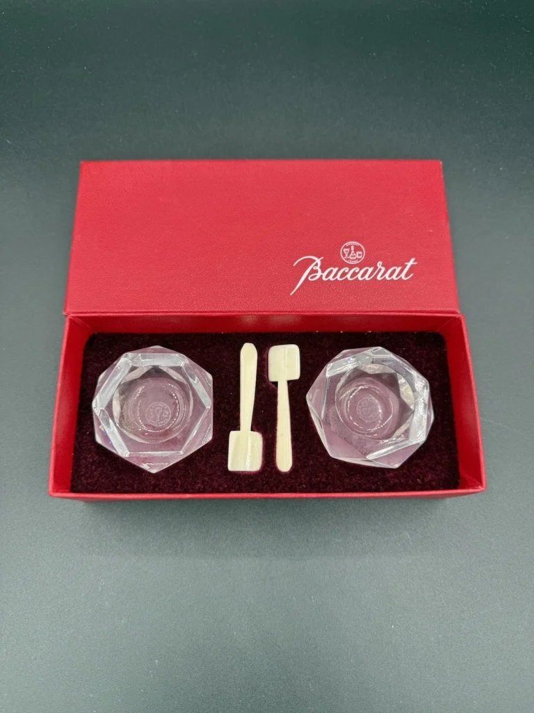 Baccarat Crystal Salt Pepper Cellar Set Caviar Made In France, Original Box