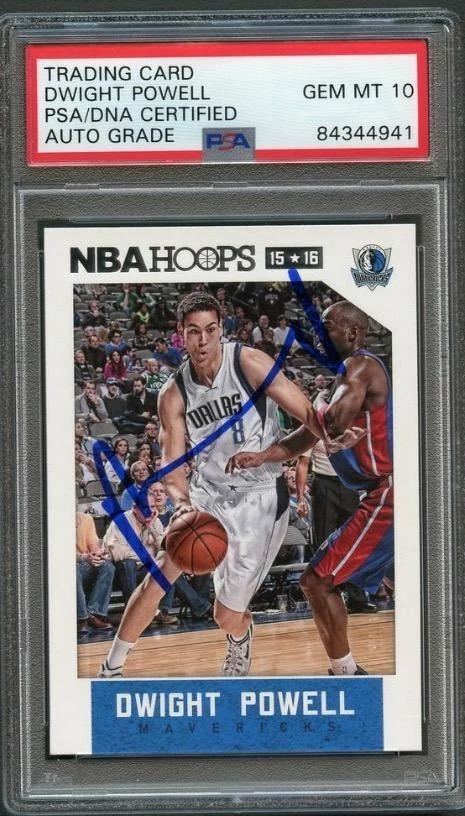 2015-16 NBA Hoops #199 Dwight Powell Card AUTO Grade 10 PSA Slabbed Mavericks