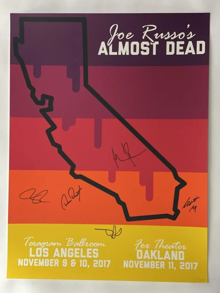 JOE RUSSO'S ALMOST DEAD (X5) SIGNED AUTOGRAPH 18X24 CONCERT TOUR POSTER LA 2018