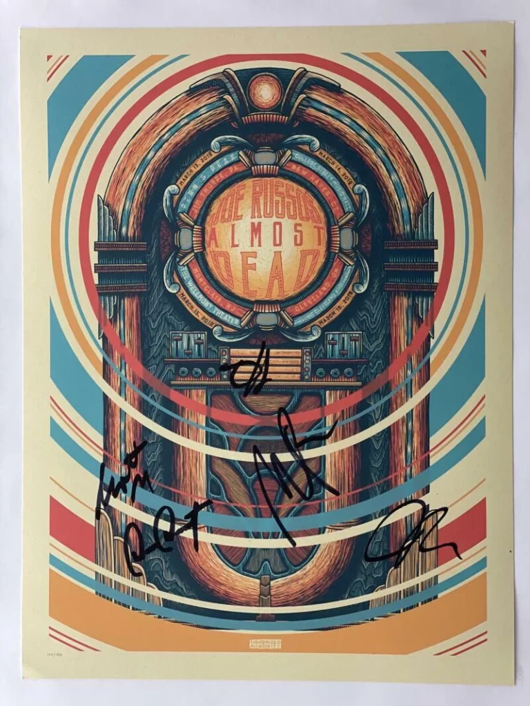 JOE RUSSO'S ALMOST DEAD SIGNED AUTOGRAPH 18X24 CONCERT TOUR POSTER GRATEFUL DEAD