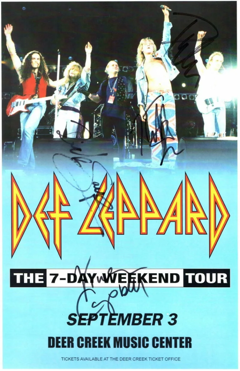DEF LEPPARD SIGNED AUTOGRAPH 11X17 CONCERT TOUR POSTER PHIL COLLEN JOE ELLIOTT +