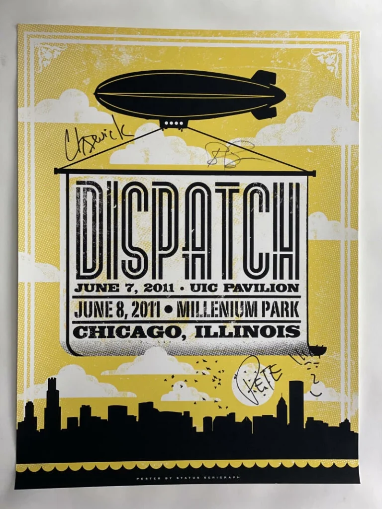 DISPATCH FULL BAND SIGNED AUTOGRAPH 18X24 CONCERT TOUR POSTER - CHICAGO 6/8/11