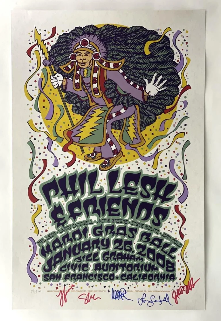PHIL LESH & FRIENDS SIGNED AUTOGRAPH 14X25 CONCERT TOUR POSTER - GRATEFUL DEAD
