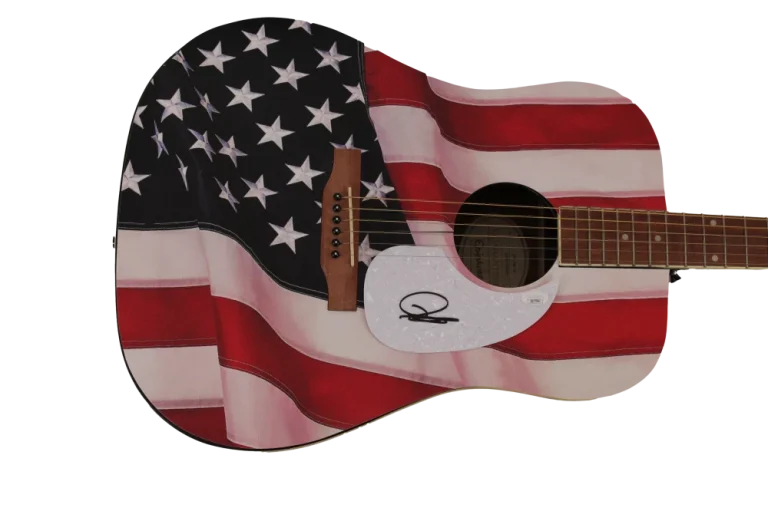 DUSTIN LYNCH SIGNED AUTOGRAPH CUSTOM AMERICAN FLAG GIBSON EPIPHONE GUITAR JSA