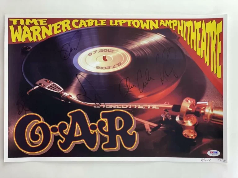 O.A.R. OAR BAND SIGNED AUTOGRAPH 12X18 CONCERT TOUR POSTER CHARLOTTE 8/7/12 PSA