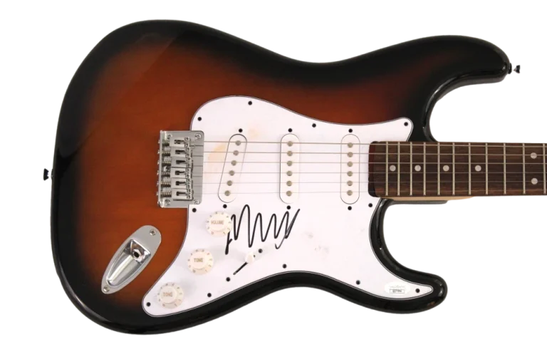MARCUS MUMFORD SIGNED AUTOGRAPH FULL SIZE FENDER ELECTRIC GUITAR & SONS W/ JSA