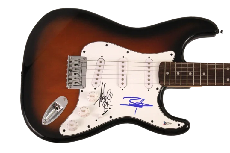 AMY LEE & BEN MOODY SIGNED AUTOGRAPH FS FENDER ELECTRIC GUITAR - EVANESCENCE BAS