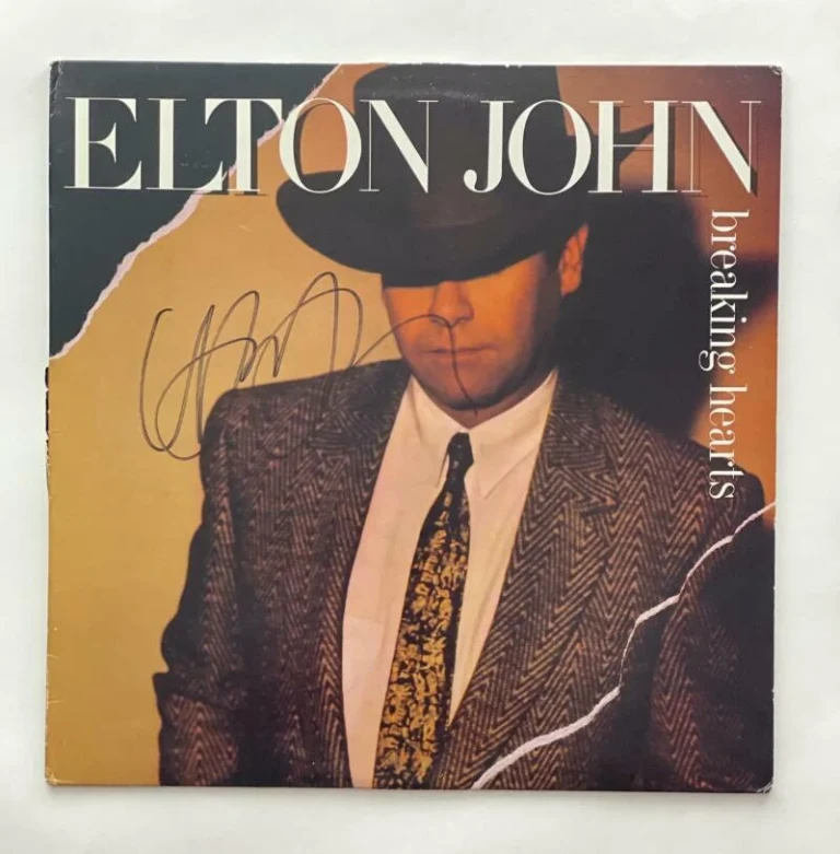SIR ELTON JOHN SIGNED AUTOGRAPH ALBUM VINYL RECORD - BREAKING HEARTS W/ JSA