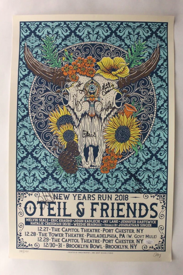 OTEIL BURBRIDGE AND FRIENDS SIGNED AUTOGRAPH 16X24 CONCERT TOUR POSTER W/ JSA