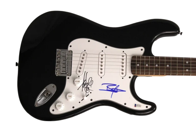 AMY LEE & BEN MOODY SIGNED AUTOGRAPH FS B FENDER ELECTRIC GUITAR EVANESCENCE BAS